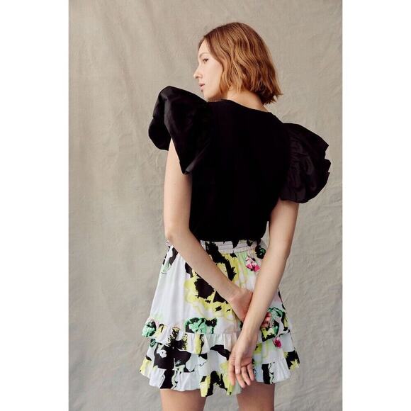 NWT Peter Som x ANTHROPOLOGIE Ruffled Mini Skirt Floral Size Small - Picture 2 of 15
